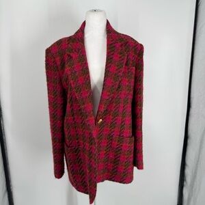 Vintage Rodier houndstooth tweed blazer with gold hardware
